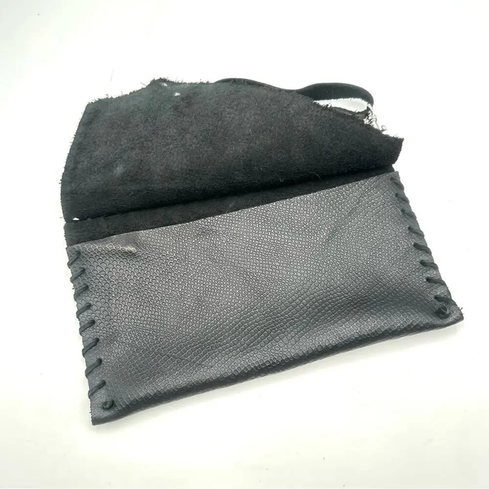 HANDCRAFTED black leather clutch - one of a kind